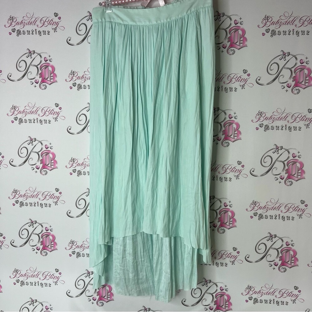 Talula skirt aritzia Mint blue green pleats High-Low Skirt flowy comfy